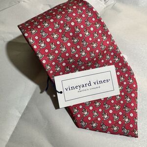 NWT Vineyard Vines Men's Raspberry Red Graphic Print Silk Tie 57"x3.5"